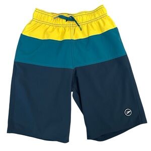 Speedo swim trunks boys Medium (10/12) yellow teal blue